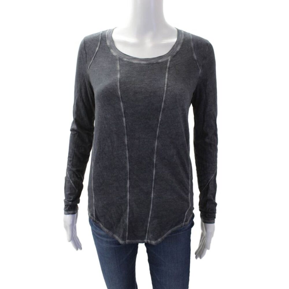 Helmut Helmut Lang Womens Cotton Paneled Detail Long Sleeve Top Gray Size P